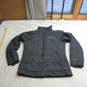 Columbia Jacket Women Medium Black Insulated Full Zip Rain Wind Lightweight Pack